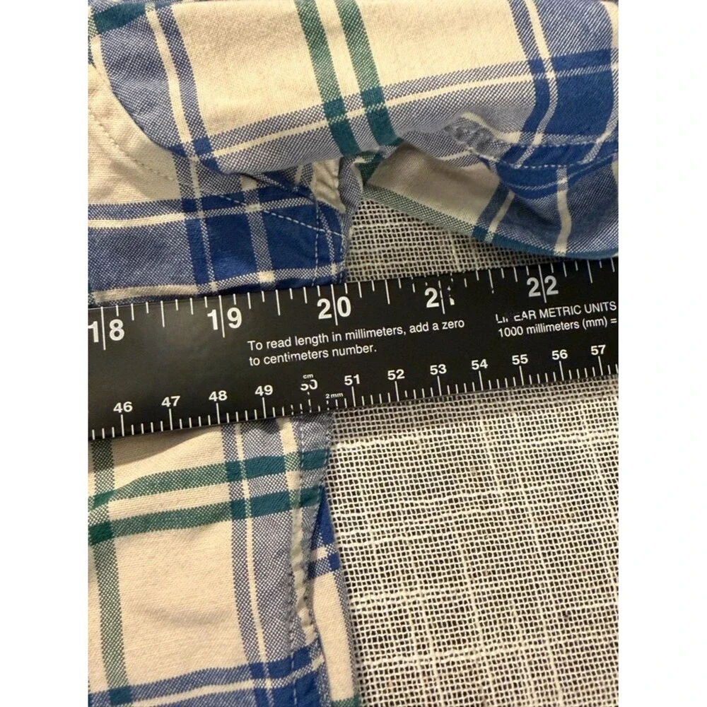 Banana Republic Plaid Button Down Shirt Blue Green Slim Fit Small